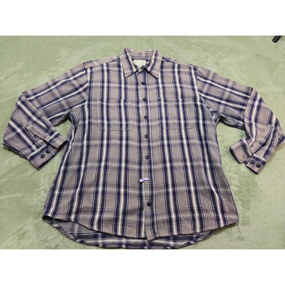 High Sierra Flannel Shirt Mens Sz XL Gray Blue Plaid Long Sleeve Button Up